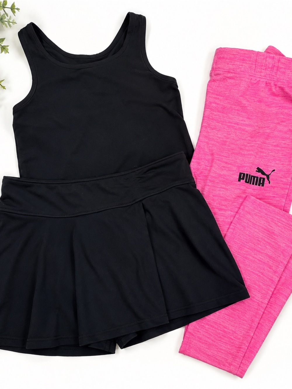 Girls 3PC Athletic Bundle Abercrombie YPB Skort Puma Leggings Size 5/6